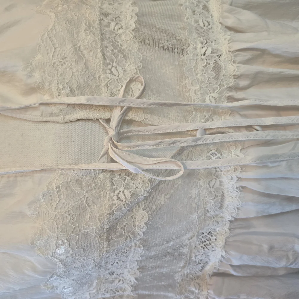 Free People Ivory Lace Peplum Button Blouse